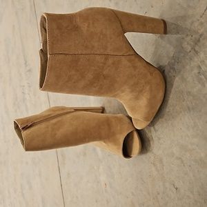 Suede Cognac Booties - Never Worn